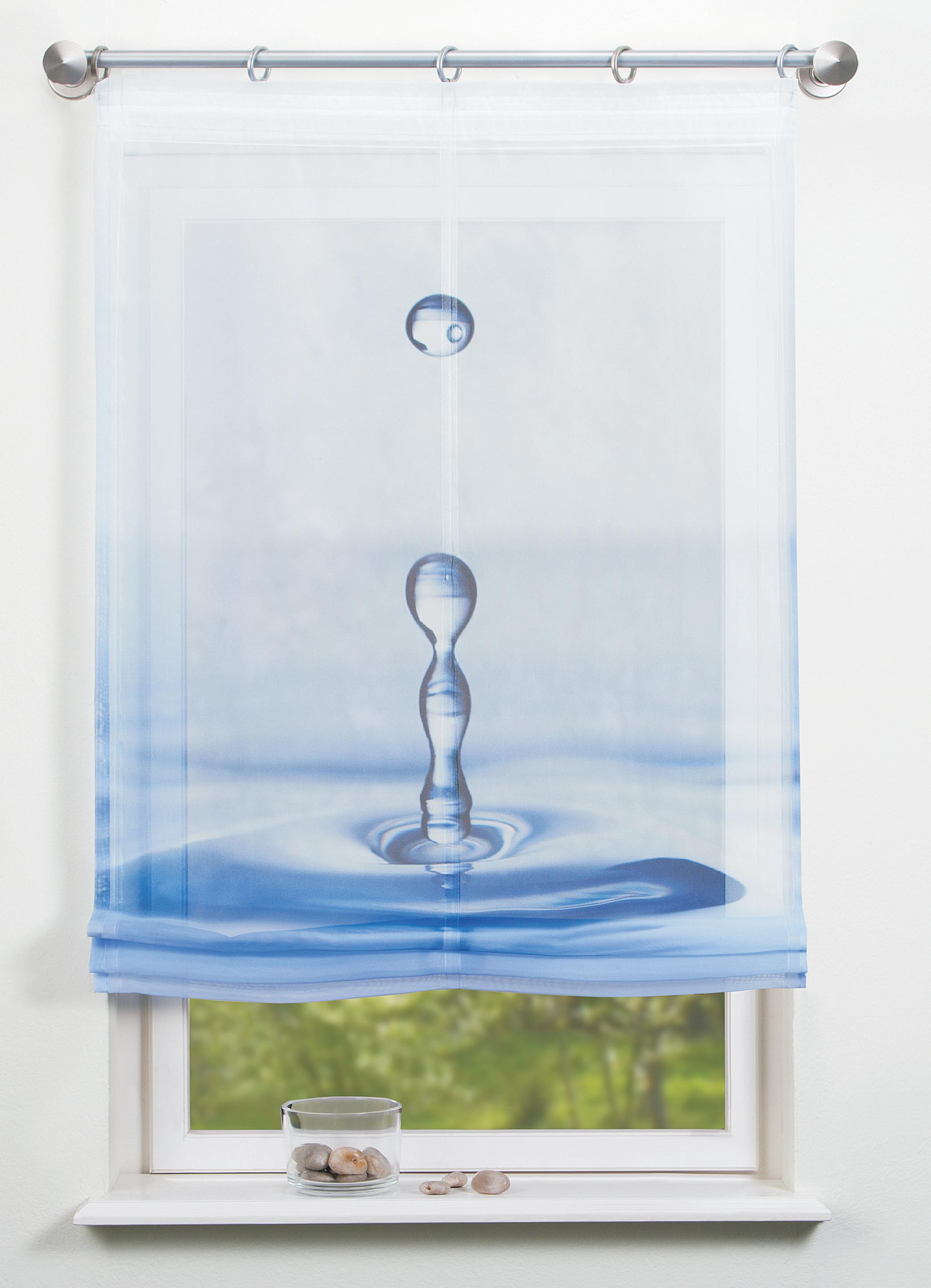 Raffrollo Aqua Tropfen Voile tranparent in 80 x 140cm  